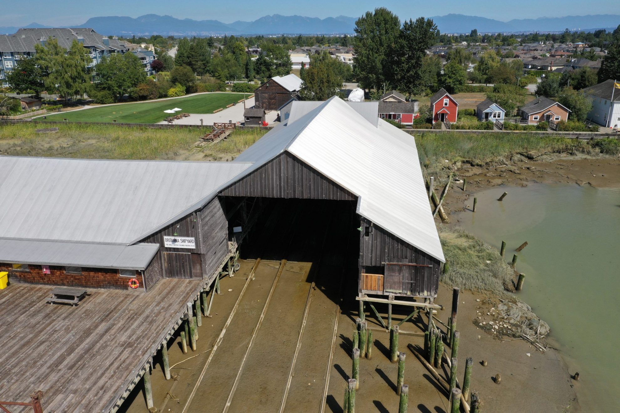Aerial photo of the south side of Britannia Shipyard building