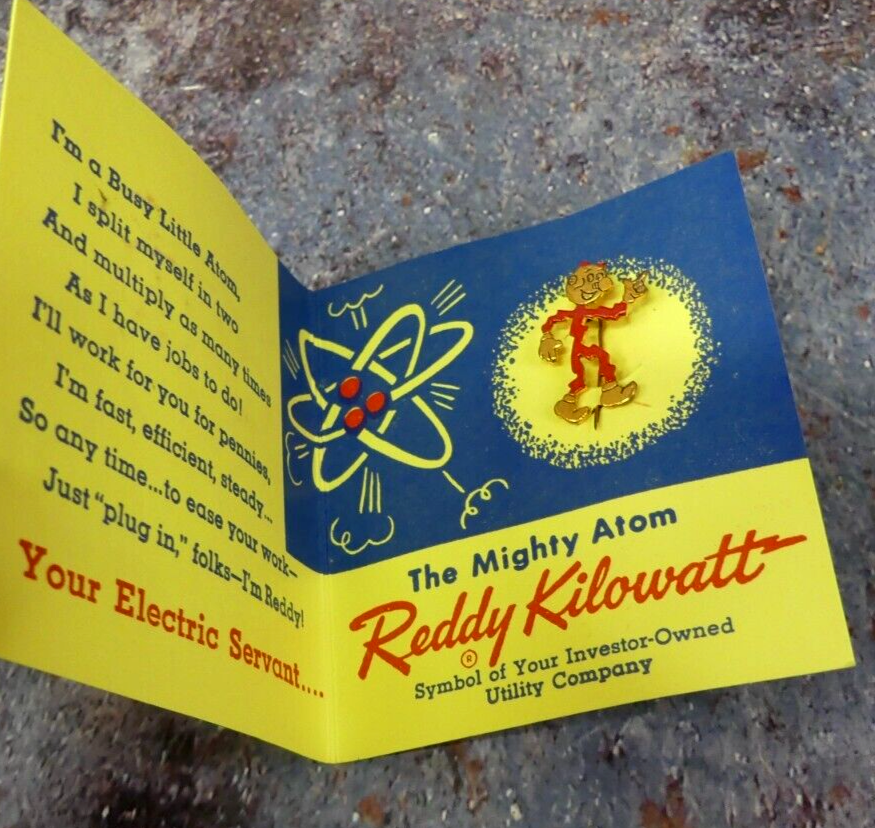 Yellow and blue vintage ad about Reddy Kilowatt
