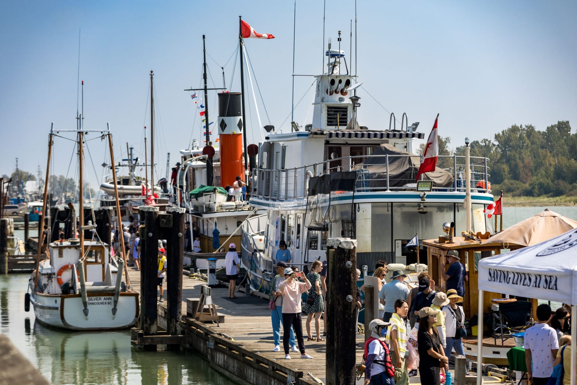 Britannia Shipyards docks with boats on display during Maritime Festival