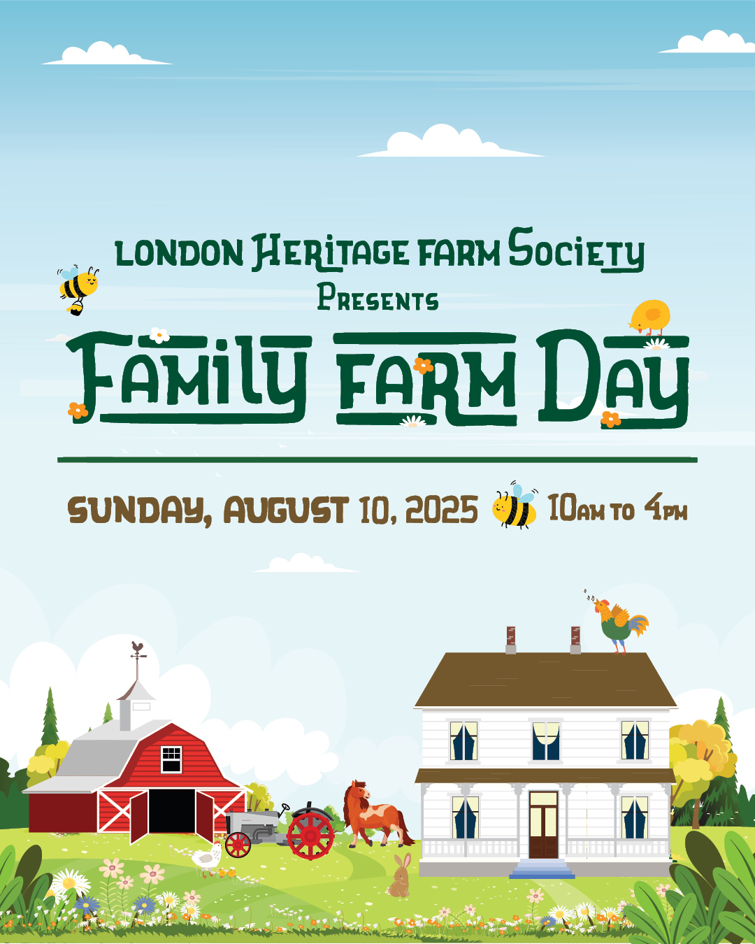 Illustrated poster for Family Farm Day at London Farm