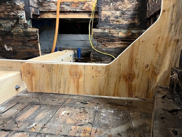Crystal S cockpit construction using dark older wood and lighter new wood