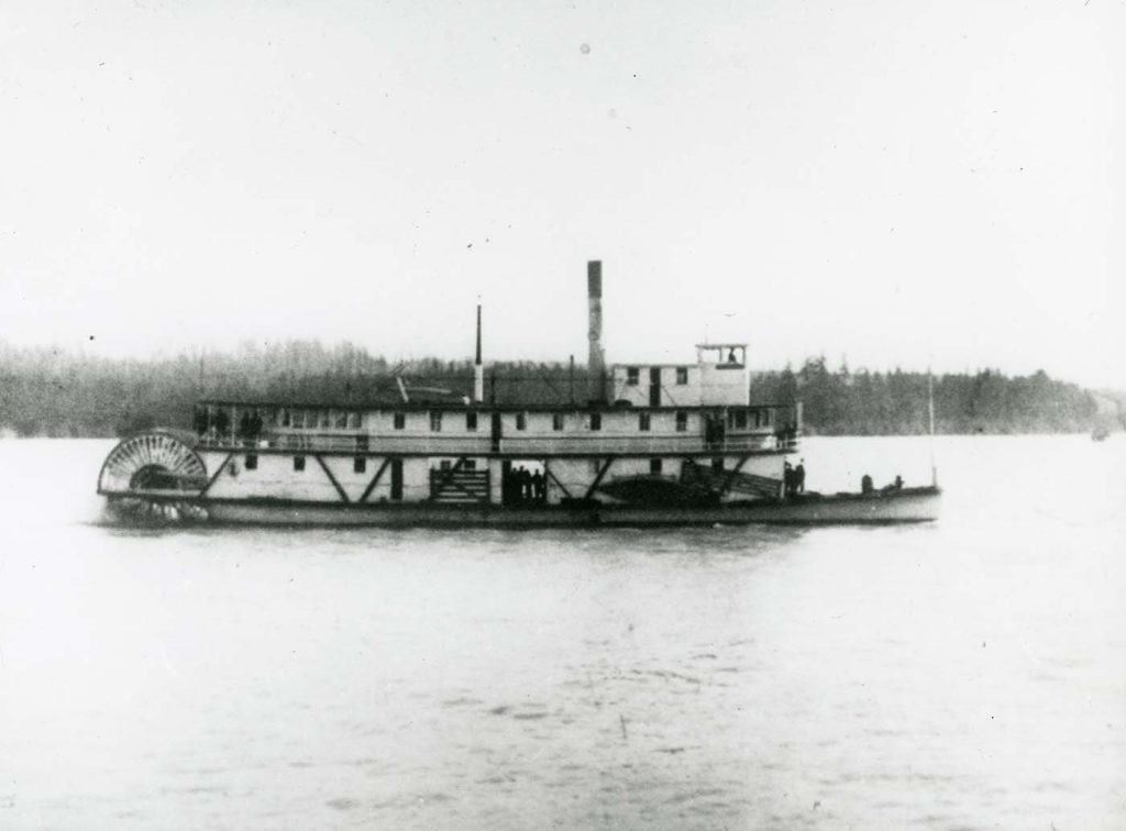 black and white photo of steamship